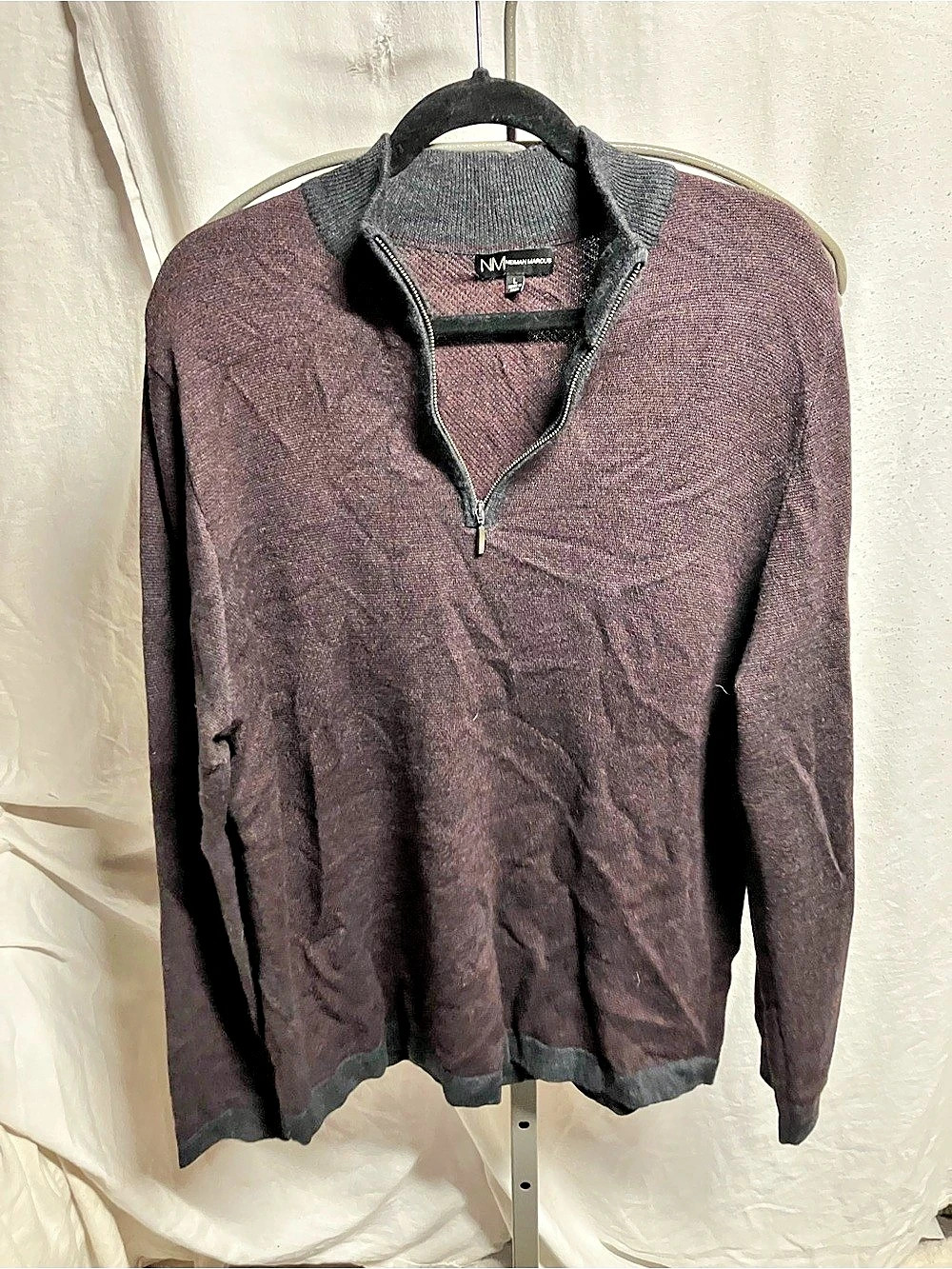 Neiman Marcus Men's Purple Quarter-Zip Pullover size L